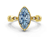 Yellow gold Fancy Blue Marquise  Milgrain Marquise Diamond Twist Band Ring_65