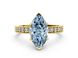 Yellow gold Fancy Blue Marquise  Milgrain Pave Diamond Engagement Ring with Four-Prong Setting_150