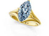 Yellow gold Fancy Blue Marquise  Solitaire Beaded Band Six-Prong Setting_1