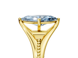Yellow gold Fancy Blue Marquise  Solitaire Beaded Band Six-Prong Setting_5