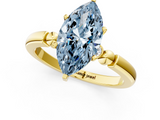 Yellow gold Fancy Blue Marquise  Solitaire Beaded Band with Four-Prong Setting_60