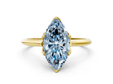 Yellow gold Fancy Blue Marquise  Solitaire Cathedral Diamond Ring with Six-Prong Setting_17