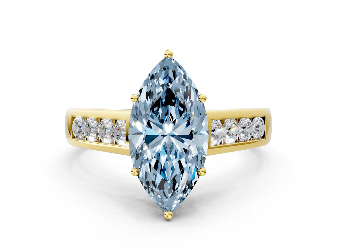 Yellow gold Fancy Blue Marquise  Solitaire Channel-Set Diamond Engagement Ring with Four-Prong Setting_32