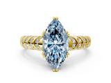 Yellow gold Fancy Blue Marquise  Solitaire Chevron Pave Diamond Engagement Ring with Six-Prong Setting_3