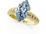 Yellow gold Fancy Blue Marquise  Solitaire Chevron Pave Diamond Engagement Ring with Six-Prong Setting_4