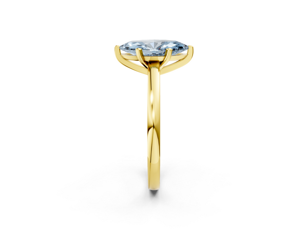 Yellow gold Fancy Blue Marquise  Solitaire Diamond Engagement Ring with Four-Prong Setting on a Classic Band