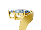 Yellow gold Fancy Blue Marquise  Solitaire Diamond Engagement Ring with Pave Band and Four-Prong Setting 1