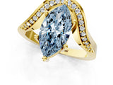 Yellow gold Fancy Blue Marquise  Solitaire Diamond Engagement Ring with Pave Band and Four-Prong Setting 3