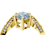 Yellow gold Fancy Blue Marquise  Solitaire Diamond Engagement Ring with Pave Band and Four-Prong Setting