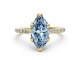 Yellow gold Fancy Blue Marquise  Solitaire Diamond Engagement Ring with Pave Band and Six-Prong Setting_20
