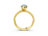 Yellow gold Fancy Blue Marquise  Solitaire Diamond Engagement Ring with XO Engraved Band and Four-Prong Setting 4
