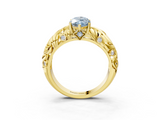Yellow gold Fancy Blue Marquise  Solitaire Diamond Leaf Vine Band with Prong Setting_49