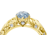 Yellow gold Fancy Blue Marquise  Solitaire Diamond Leaf Vine Band with Prong Setting_50