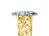 Yellow gold Fancy Blue Marquise  Solitaire Diamond Leaf Vine Band with Prong Setting_51