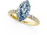 Yellow gold Fancy Blue Marquise  Solitaire Diamond Pavé Band with Four-Prong Setting_29