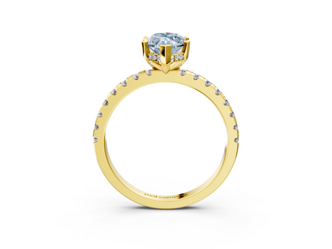 Yellow gold Fancy Blue Marquise  Solitaire Diamond Pavé Band with Four-Prong Setting_44