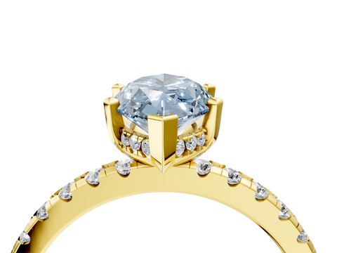 Yellow gold Fancy Blue Marquise  Solitaire Diamond Pavé Band with Four-Prong Setting_45