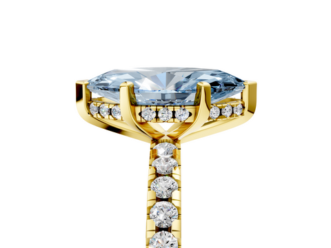 Yellow gold Fancy Blue Marquise  Solitaire Diamond Pavé Band with Four-Prong Setting_46