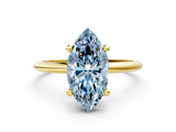 Yellow gold Fancy Blue Marquise  Solitaire Diamond Ring with 4-Prong Setting on a Classic Band_3