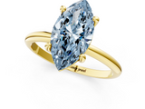 Yellow gold Fancy Blue Marquise  Solitaire Diamond Ring with 4-Prong Setting on a Classic Band_4