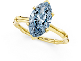 Yellow gold Fancy Blue Marquise  Solitaire Diamond Ring with Bamboo Band and Four-Prong Setting_57