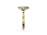 Yellow gold Fancy Blue Marquise  Solitaire Diamond Ring with Bamboo Band and Four-Prong Setting_58