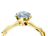 Yellow gold Fancy Blue Marquise  Solitaire Diamond Ring with Bamboo Band and Four-Prong Setting_60