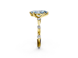 Yellow gold Fancy Blue Marquise  Solitaire Diamond Ring with Bezel Set Side Stones and Prong Setting_5