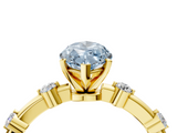 Yellow gold Fancy Blue Marquise  Solitaire Diamond Ring with Bezel Set Side Stones and Prong Setting_7