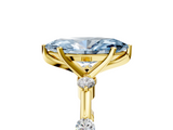 Yellow gold Fancy Blue Marquise  Solitaire Diamond Ring with Bezel Set Side Stones and Prong Setting_8