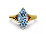 Yellow gold Fancy Blue Marquise  Solitaire Diamond Ring with Cathedral Band and Four-Prong Setting_65
