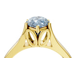 Yellow gold Fancy Blue Marquise  Solitaire Diamond Ring with Cathedral Band and Four-Prong Setting_69