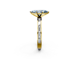 Yellow gold Fancy Blue Marquise  Solitaire Diamond Ring with Channel-Set Baguette Band and Four-Prong Setting_87