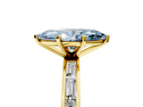 Yellow gold Fancy Blue Marquise  Solitaire Diamond Ring with Channel-Set Baguette Band and Four-Prong Setting_90