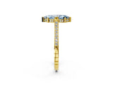 Yellow gold Fancy Blue Marquise  Solitaire Diamond Ring with Channel Set Band and Bezel Prong Setting_80