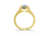 Yellow gold Fancy Blue Marquise  Solitaire Diamond Ring with Channel Set Band and Bezel Prong Setting_81