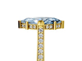 Yellow gold Fancy Blue Marquise  Solitaire Diamond Ring with Channel Set Band and Bezel Prong Setting_83
