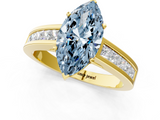 Yellow gold Fancy Blue Marquise  Solitaire Diamond Ring with Channel-Set Band and Four-Prong Setting_4