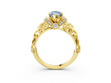 Yellow gold Fancy Blue Marquise  Solitaire Diamond Ring with Filigree Band and Four-Prong Setting_50
