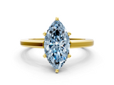 Yellow gold Fancy Blue Marquise  Solitaire Diamond Ring with Four-Prong Setting and Classic Band_3