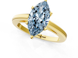 Yellow gold Fancy Blue Marquise  Solitaire Diamond Ring with Four-Prong Setting and Classic Band_4