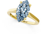 Yellow gold Fancy Blue Marquise  Solitaire Diamond Ring with Four-Prong Setting and Tapered Band 2