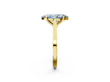 Yellow gold Fancy Blue Marquise  Solitaire Diamond Ring with Four-Prong Setting and Tapered Band 3