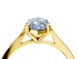 Yellow gold Fancy Blue Marquise  Solitaire Diamond Ring with Four-Prong Setting and Tapered Band 5