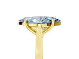 Yellow gold Fancy Blue Marquise  Solitaire Diamond Ring with Four-Prong Setting and Tapered Band