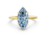 Yellow gold Fancy Blue Marquise  Solitaire Diamond Ring with Four-Prong Setting on a Plain Band_20