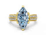Yellow gold Fancy Blue Marquise  Solitaire Diamond Ring with Milgrain Pavé Band and Four-Prong Setting_20