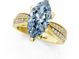 Yellow gold Fancy Blue Marquise  Solitaire Diamond Ring with Milgrain Pavé Band and Four-Prong Setting_21