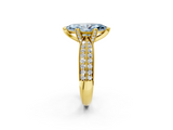 Yellow gold Fancy Blue Marquise  Solitaire Diamond Ring with Milgrain Pavé Band and Four-Prong Setting_22