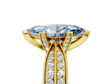 Yellow gold Fancy Blue Marquise  Solitaire Diamond Ring with Milgrain Pavé Band and Four-Prong Setting_25